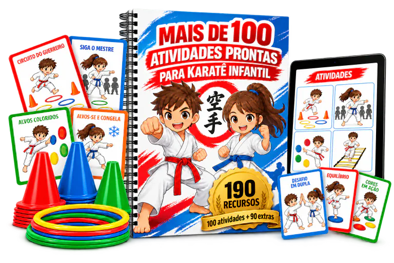 Kit Completo de Karatê Infantil com atividades, planos de aula, desafios, cartões e certificados